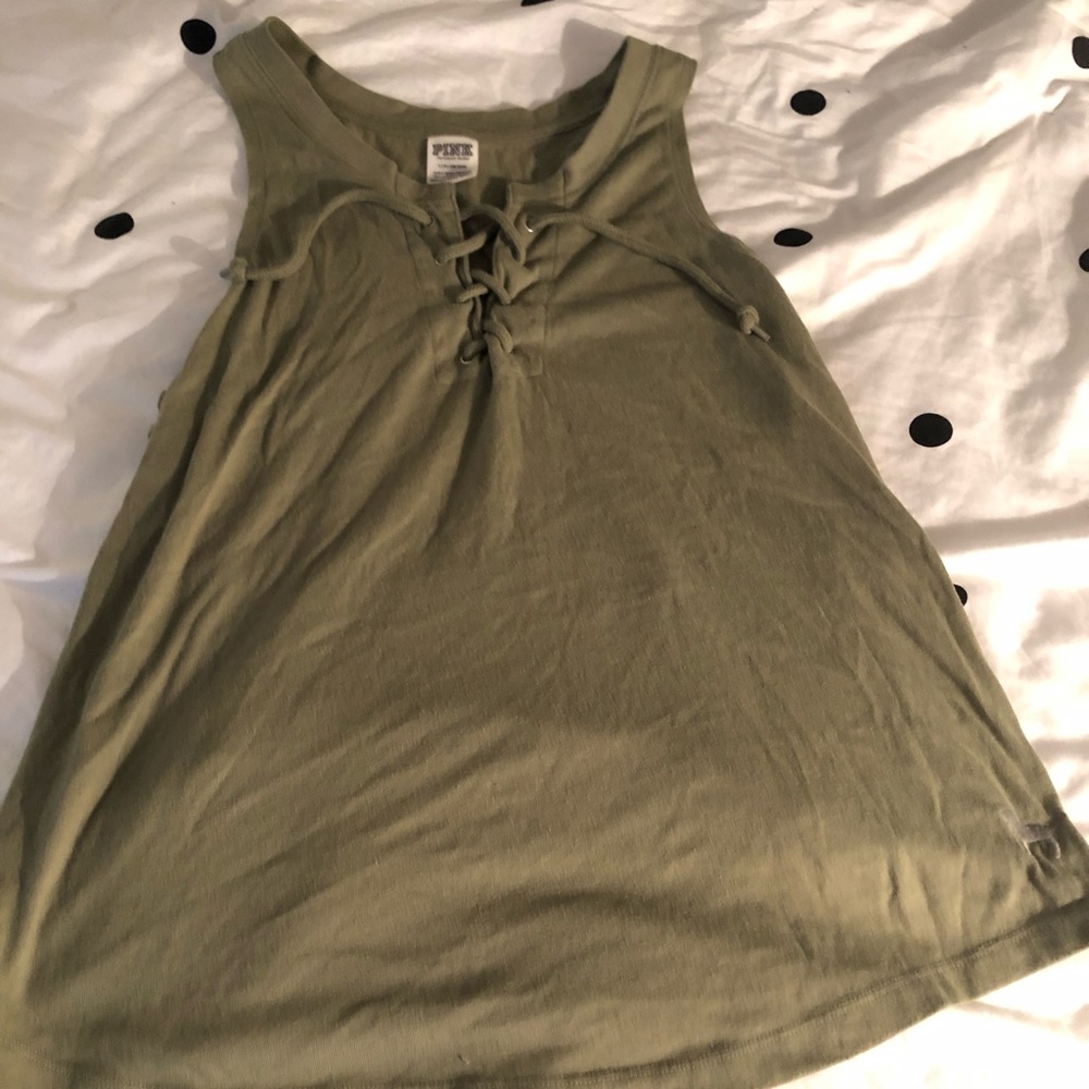 VS Pink lace up tank top